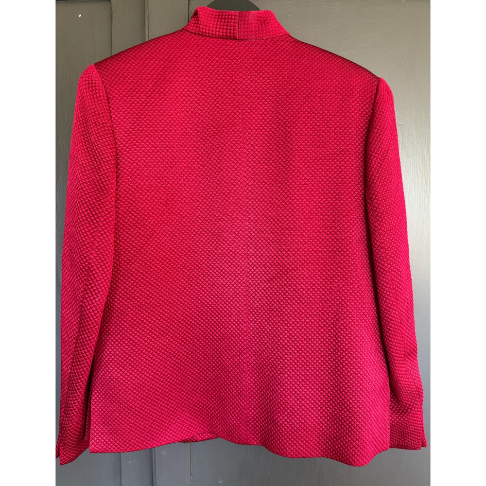 Talbots Raspberry Red Silk Wool Textured Blazer Size 8 - Picture 8 of 11